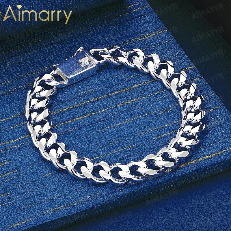 925 Sterling Silver 10mm Twisted Ring Interlocking Bracelet for Women's Banquets and Weddings High-quality Fashion Jewelry