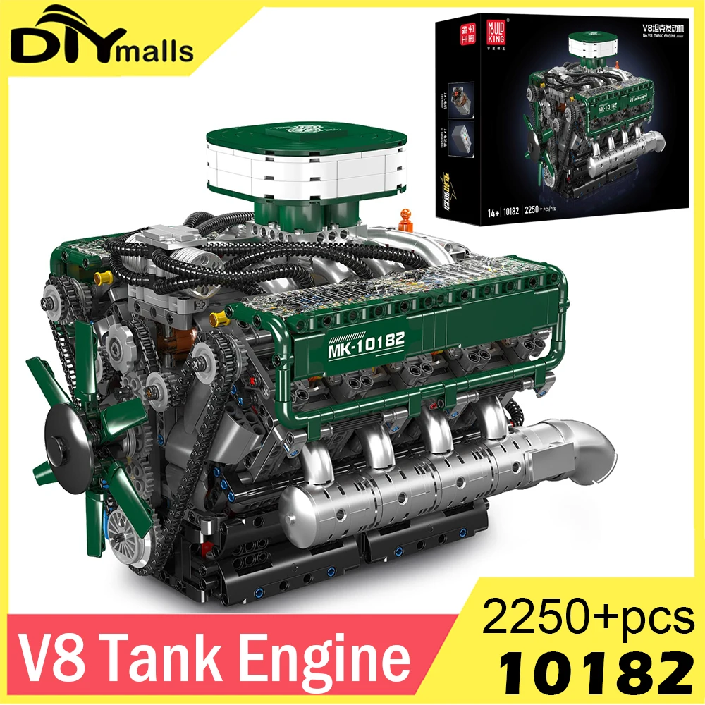 

Mold King 10182 V8 танковый двигатель, строительные блоки, набор моделей, технический автомобиль, кирпич, спортивный автомобиль, MOC, сборный блок, игрушки, 2250 шт.