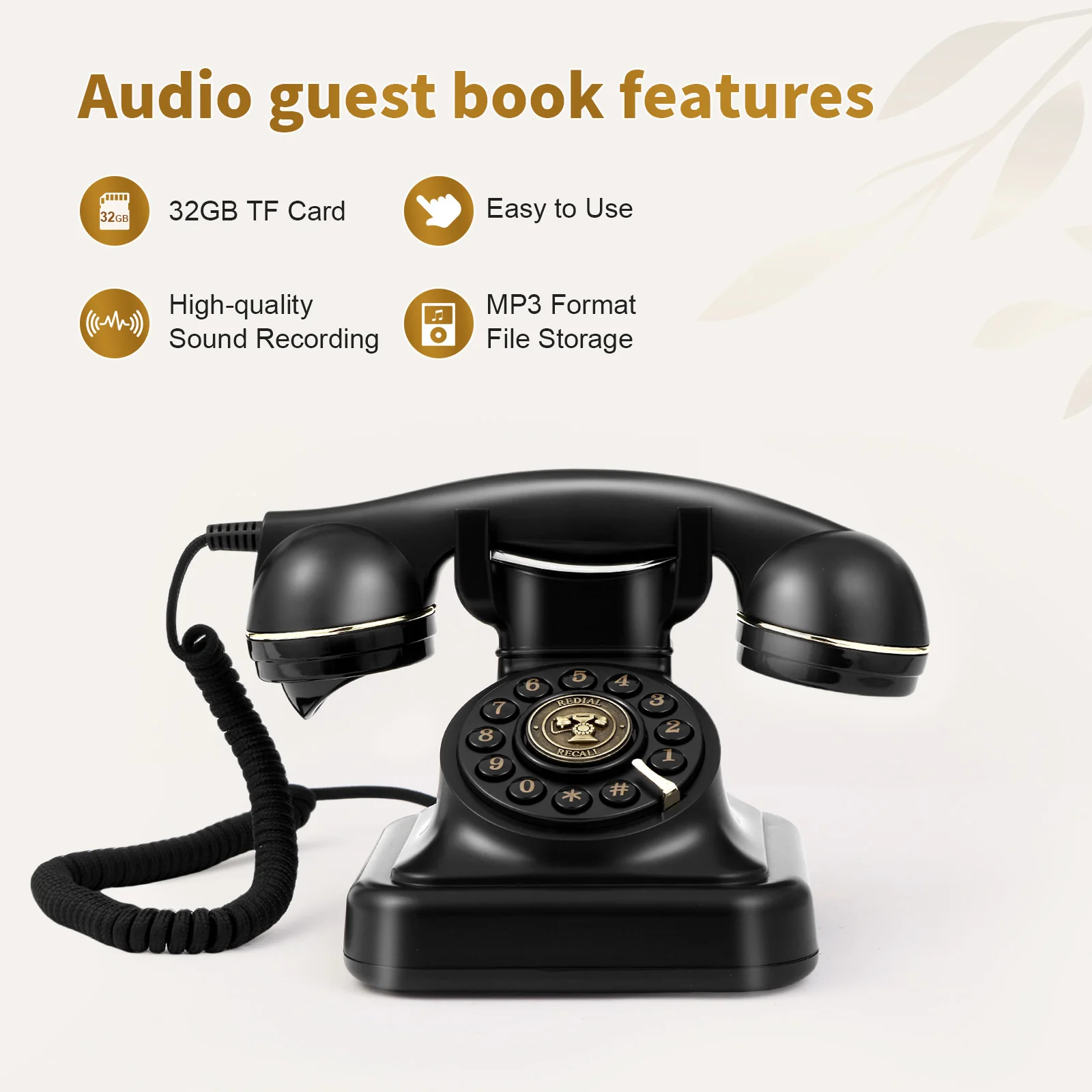 Audio Guest Book Wedding Phone, Audio Guest Book Record Customized Audio Messages Guest Book Alternatives Classic Retro Phone