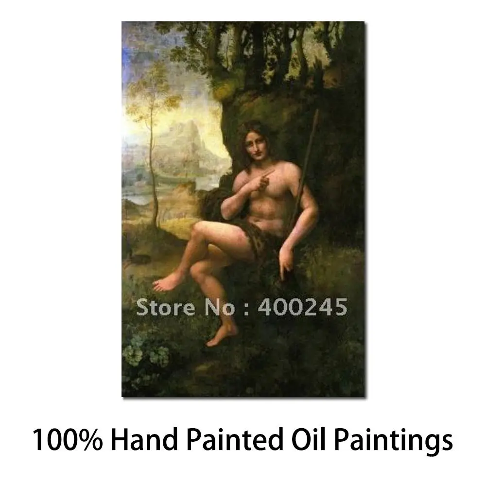 

High Quality Oil Painting Portrait Oil on Canvas Bacchus Circa 1695 by Leonardo Da Vinci 100%Handmade Free Shipping