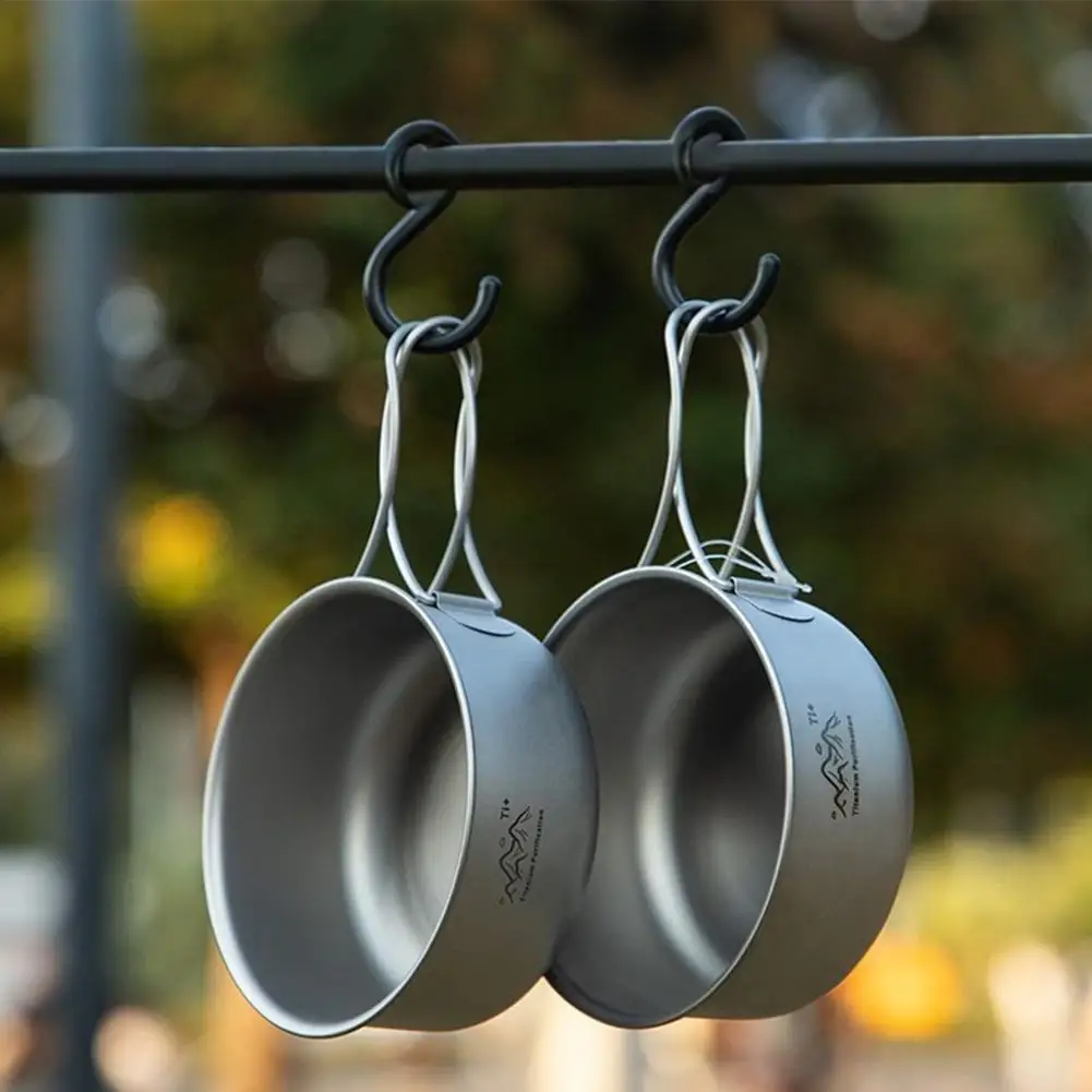 

Titanium Hanging Pot Outdoor Cooking Equipment Portable Soup Pot for Gas Stove Open Flame Camping Tableware with Lid