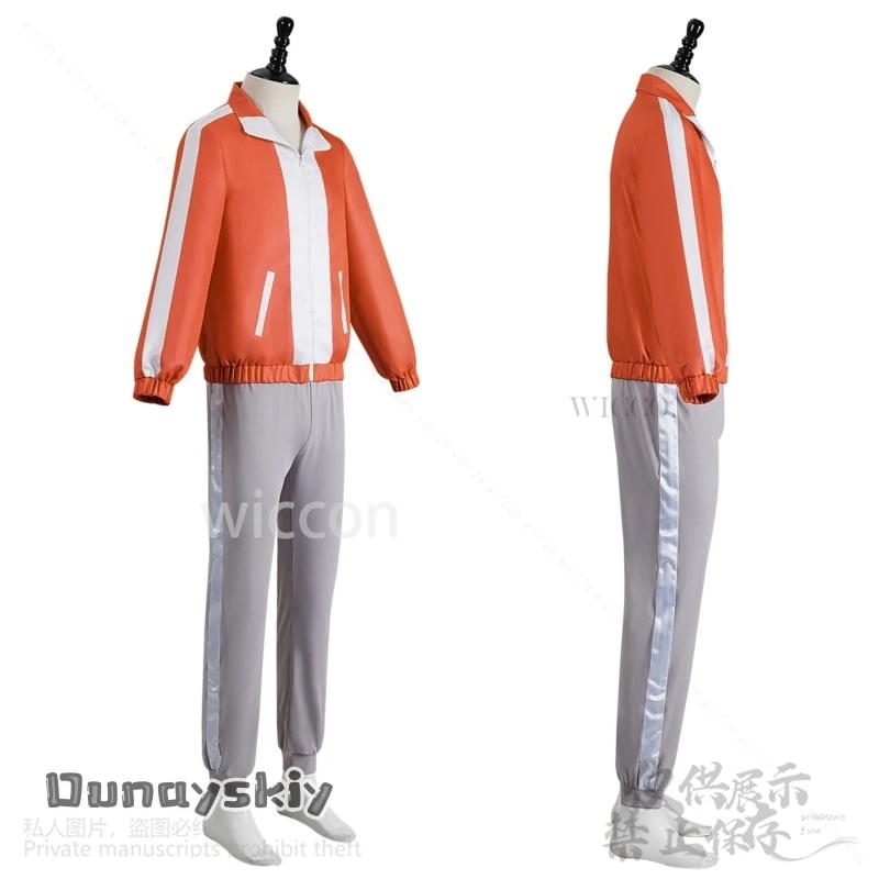 أزياء أنيمي دان دا دان جين إنجوجي رجل وسيم تأثيري سترة برتقالية معطف السراويل الرياضة موحدة الباروكات لفتاة دندادان موحدة
