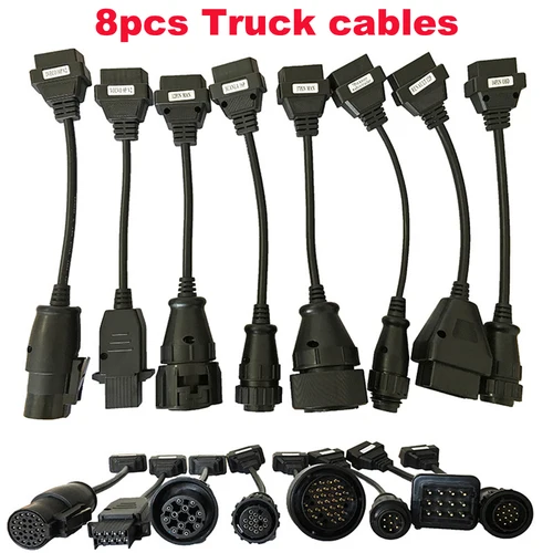 Imagen 1 del producto Juego completo de 8 Uds de cables obd2 para camión, Cable de diagnóstico obd para camión Delphi DS150 DS150E TCS CDP Multidiag MAN OBD2 herramienta Renault