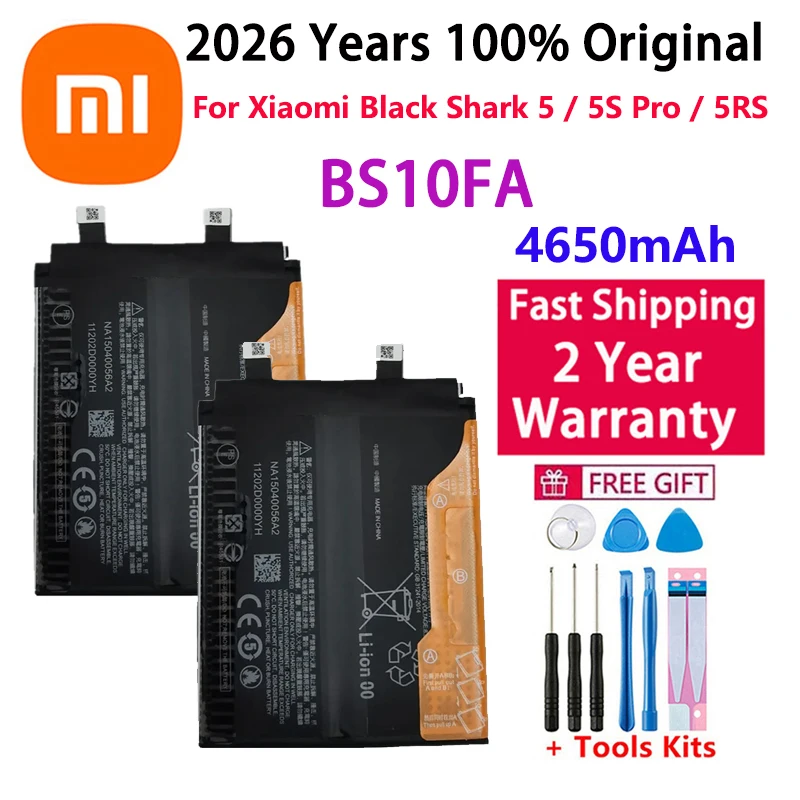 

2026 лет, 4650 мАч, BS10FA, 100% оригинальный аккумулятор для Xiaomi Blackshark Black Shark 5/5S Pro/5RS, аккумуляторы для телефонов, быстрая доставка