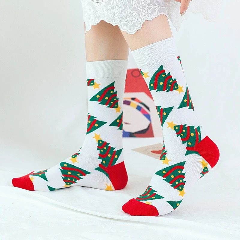 

Red Green Christmas Socks Women/Men Winter Warm Sock Man Snowflake Tree Fashion Cotton Crew Socks New Year Holiday Unisex Gifts