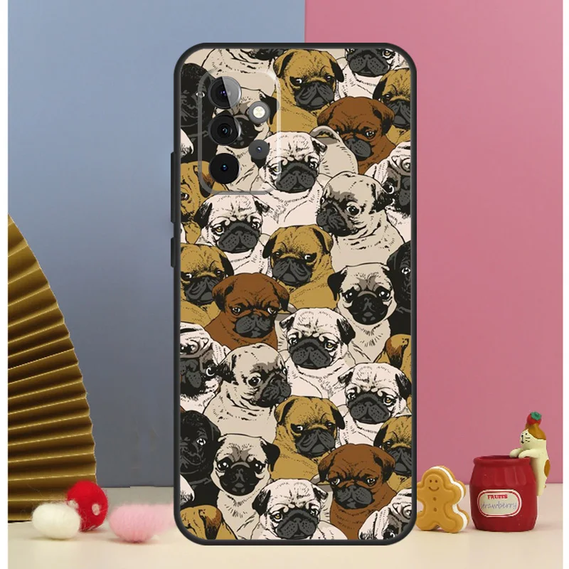 Cute Black Pug Dog Phone Case For Samsung Galaxy A12 A32 A52 A14 A24 A34 A54 A53 A33 A13 A15 A25 A71 A51 Cover