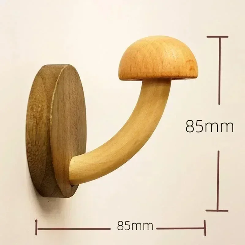 New Hanging Shelves Wooden Mushroom Clothes Hat Hook Bathroom Hanger Self-adhesive Wall Decoration Finishing Home Storage Hook