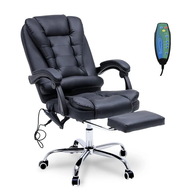 Vibration Massage Office Chair, Reclining Office Chair with Footrest, Home Desk Chair with Armrest, Adjustable Height/Tilt image 4