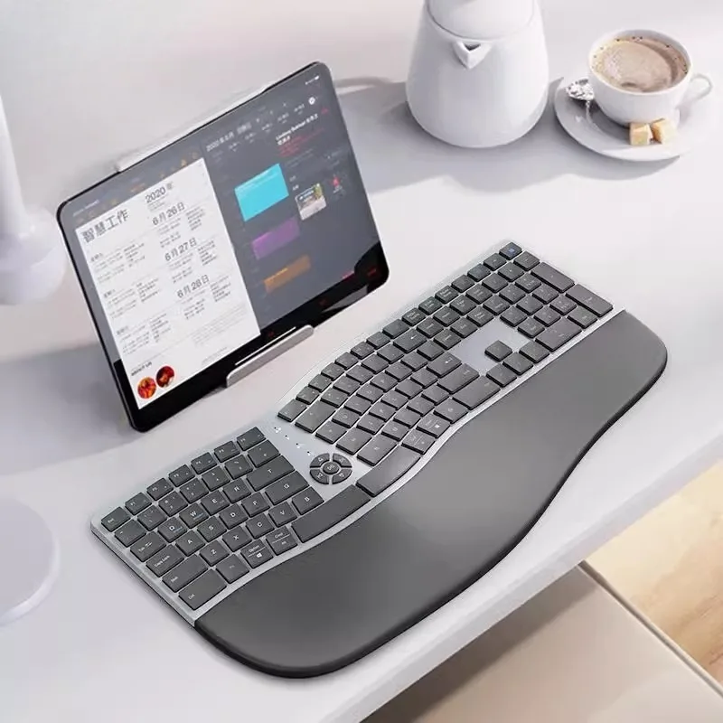 Laptop Desktop PC Host Wireless Keyboard Bluetooth Charging Dual Mode Ergonomic Multimedia Keyboard
