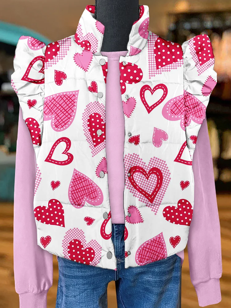 Chaleco con mangas voladoras con estampado del dulce día de San Valentín