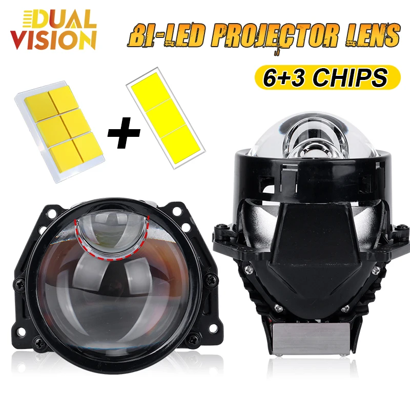 

2Pcs 3.0 Inch Bi Led Projector Lenses Headlight 30000LM High Low Beam Universal 6000K Car Lights Retrofit Kits Hyperboloid Lens