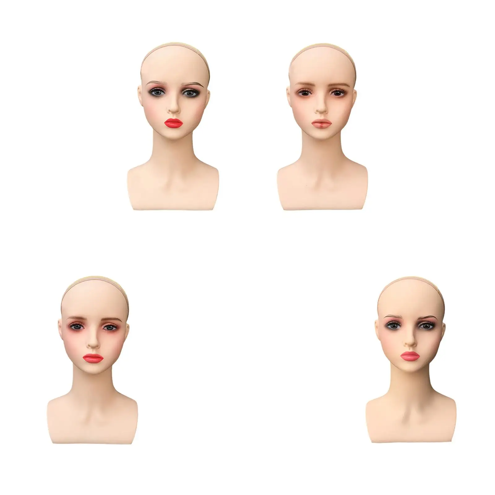 Female Head Rack Female Bald Mannequin Head Making Styling Manikin Practice Doll Head for Glasses Hair Styling Wig Making Hat