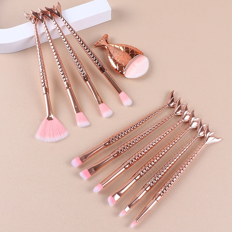 11pcs mermaid make-up brush set make-up tool make-up brush big fish foundation brush