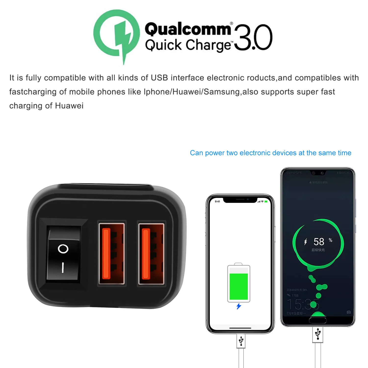 Chargeur USB QC3.0 pour moto, cellule étanche, chargeur rapide, prise USB avec voltmètre, accessoires de moto