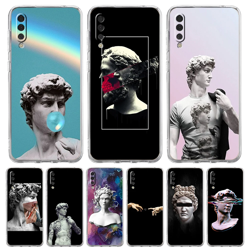 Statue Abstract Art Transparent Phone Case for Samsung Galaxy A12 A50 A52 A70 A40 A10 A20 A30 A02 A03S A04 Cover Silicone Shell