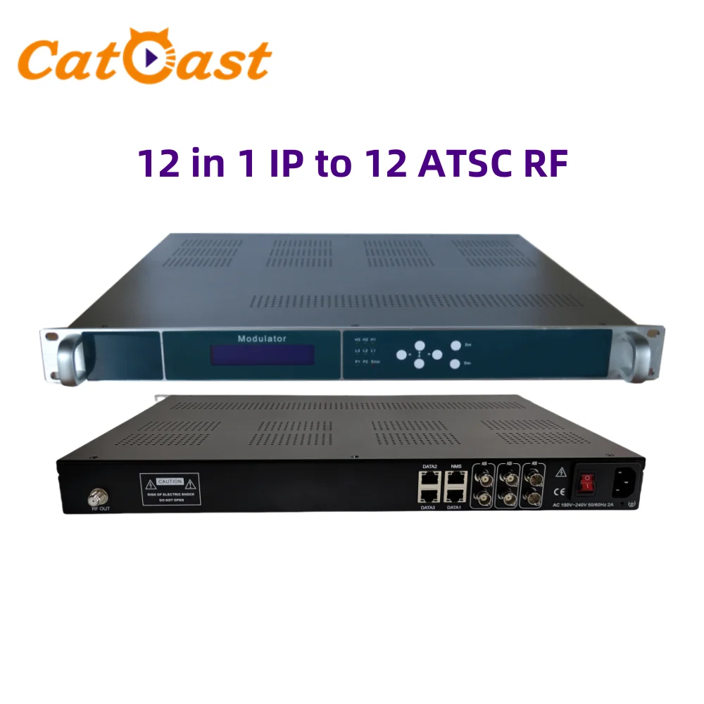 Modulador Digital de IPTV a ATSC, 12 salidas de RF, a ATSC, IP/ASI, a 12 portadores, modulador ATSC de RF no adyacente