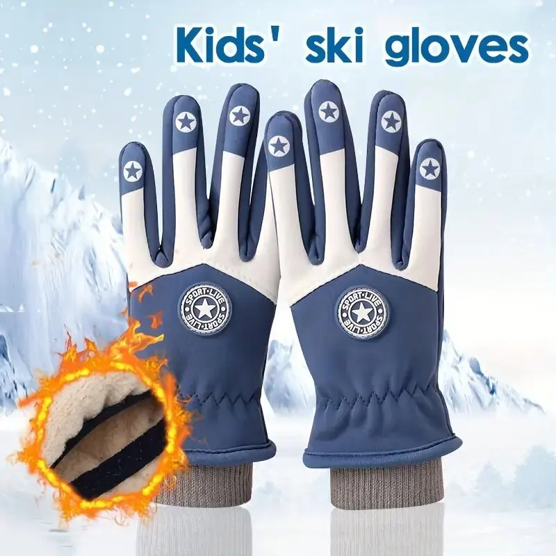 Herbst Winter Fahrradhandschuhe Kinder 5 bis 12 Jahre alte Jungen Skihandschuhe Mädchen Skateboard warme Kinder rutschfeste dicke Fleece-Handschuhe