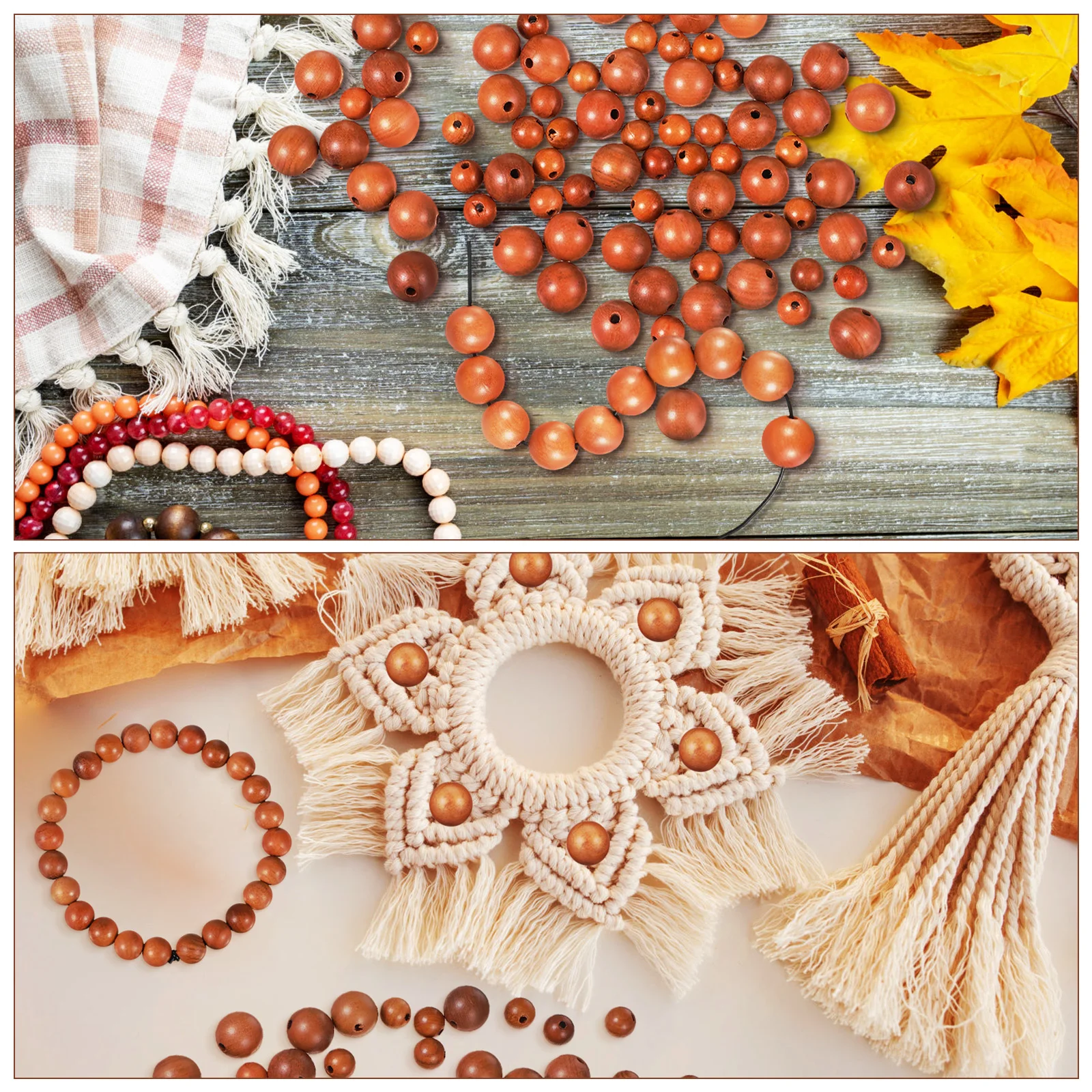 

100pcs Wooden Craft Round Loose Spacer Beads For Bracelets Jewelry Making Brown Decorative Craft Beads Bulk Wood Bead Garland
