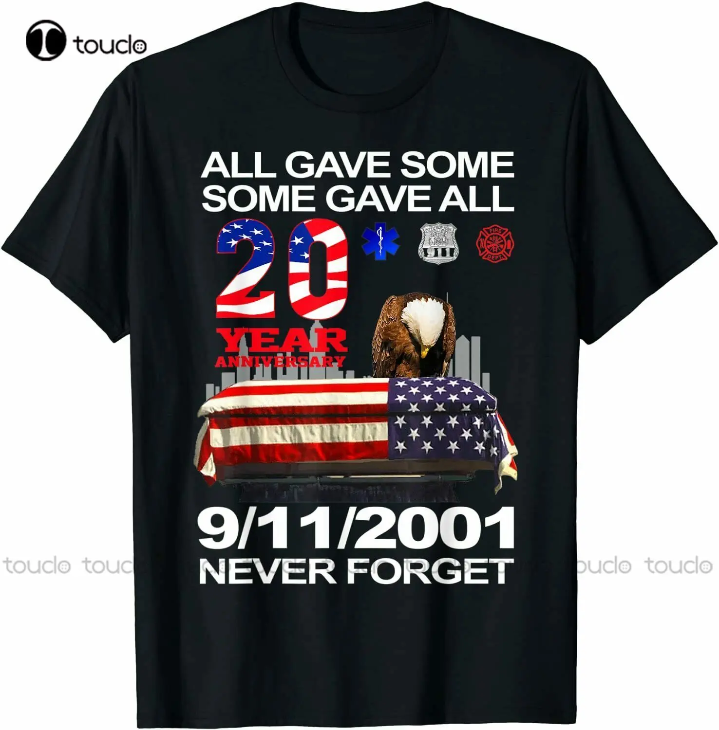 New Never Forget 9-11-2001 20Th Anniversary Firefighters T-Shirt Vintage Shirts Cotton Tee Xs-5Xl Unisex Fashion Funny Tshirt