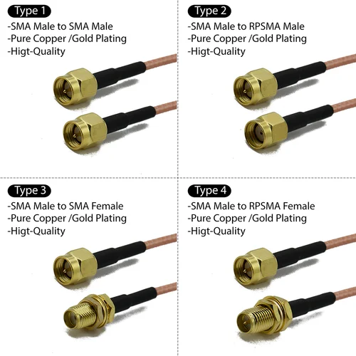 Imagen 2 del producto Cable RG316 SMA a SMA macho hembra conector antena extensión puente cable RF adaptador Pigtail para antena WIFI 3G 4G GSM