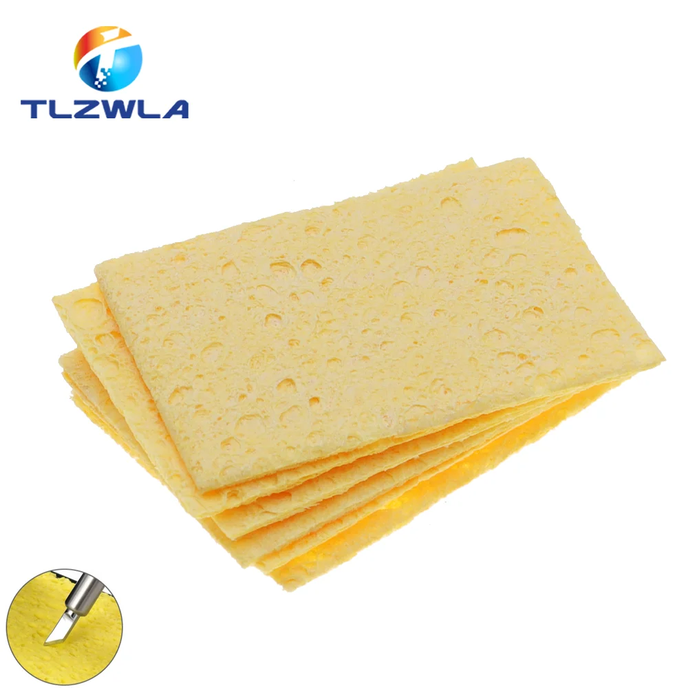 10PC 35MMX50MM Cleaning Sponge Cleaner YellowHigh Temperature Enduring Cleaner Sponge For Electric Welding Soldering Iron Tip