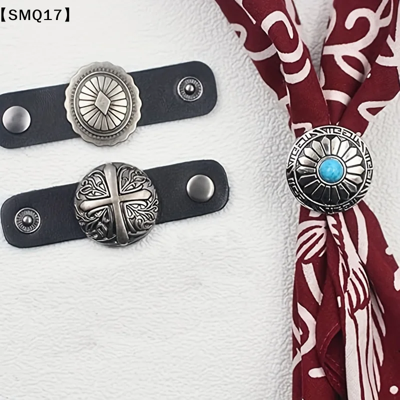 Western-Style Scarf Clips Silk Ring Neckwear Slide Fastener And Securing Versatile Vintage Decorative Accessories For Men【SMQ】