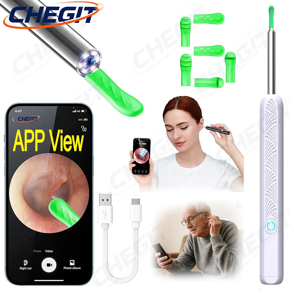 NEW 1080P APP WIFI Smart Visual Wax Removal Tool with Camera Otoscope Ear Cleaner Rechargeable Ear Picker Health Care Set