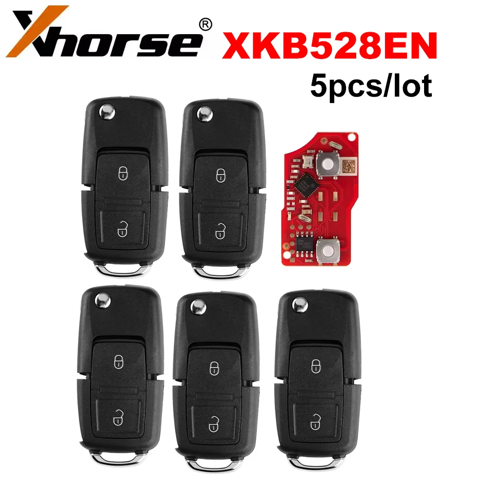 5 ピース/ロット Xhorse XKB528EN 第 2 世代ワイヤーリモート B5 スタイル 2 ボタン英語版