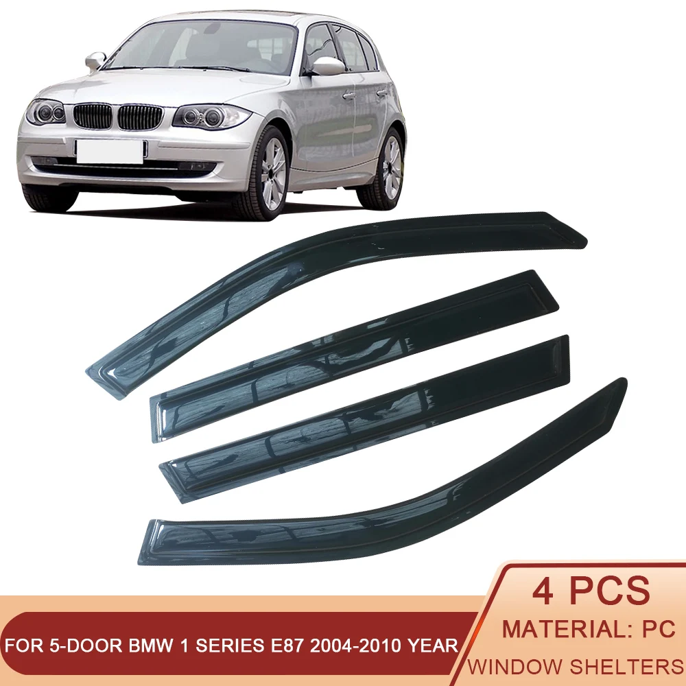 

Для BMW 1 серии 2004-2021 5-дверный черный тонированный козырек на боковое окно автомобиля, вентиляционные навесы, навесы, защита от дождя, дверной вентилятор