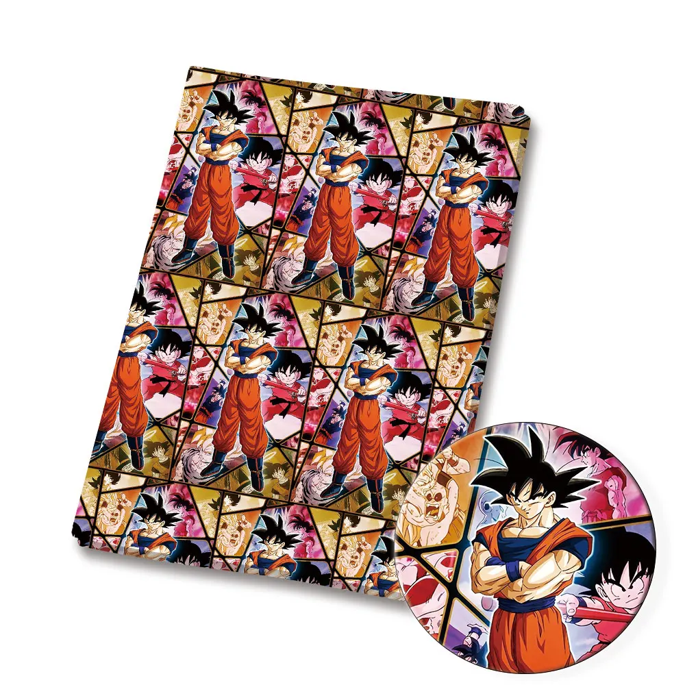 Dragon Ball Tecido Impresso para Crianças, Periféricos Anime, Patchwork de costura, Vestido Quilting Baby, 100 Algodão, 140x50cm