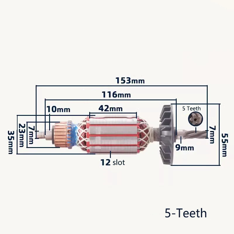 AC220-240V Drive Shaft Armature Rotor Anchor Replacement For Bosch GBH2-24 GBH2-24DSR GBH2-24DFR GBH2SE GBH2SR