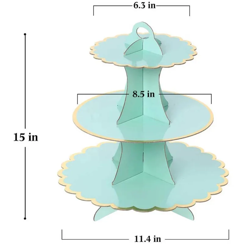 3-Layer Cake Stand Afternoon Tea Wedding Plate Party Tableware Disposable Birthday Tower Suitable for Party Supplies