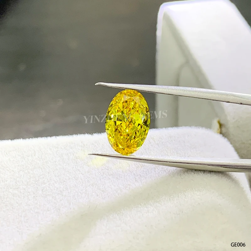 Forma de corte oval de diamante cultivado em laboratório fantasia amarelo vívido 3.01ct vs1 2vg n hpht para fabricação de joias finas com certificado igi