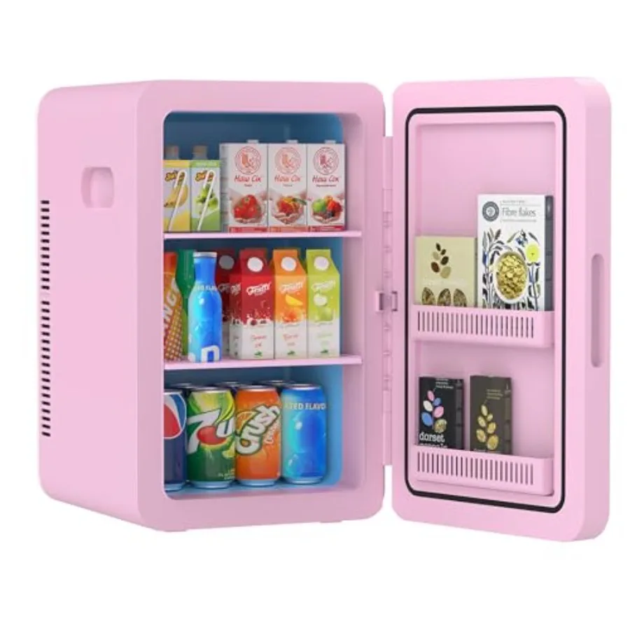 22L Mini Fridge for Bedroom 30 Cans Portable Cooler Warmer Compact Refrigerators with AC/DC Power for Skin Care Beverage Cosmet