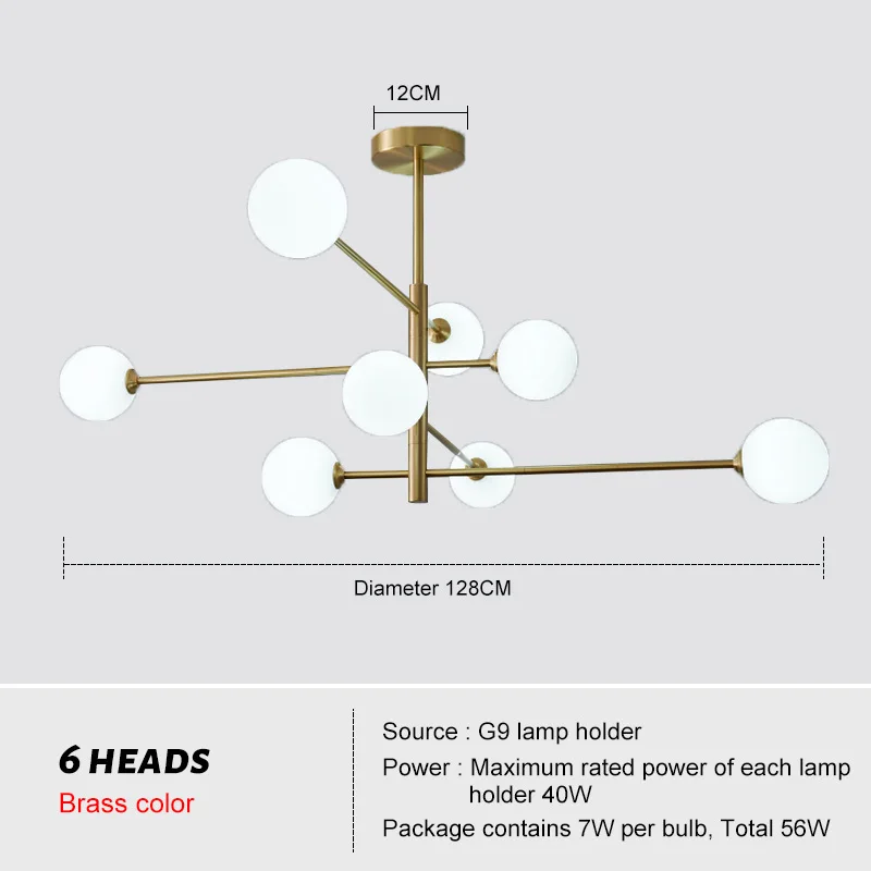 Nordic Moderne Glas Messing Kroonluchter Armaturen Home Decor Woonkamer Messing Hanglampen Slaapkamer Restaurant Cafe Opknoping Lamp - afbeelding 1