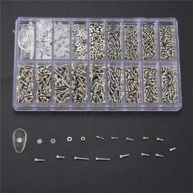AT14 Eyeglass Repair Kit Sunglasses Repair Kit With Nose Pads Screws Screwdriver Tweezers For Watch Clock Spectacle Repair