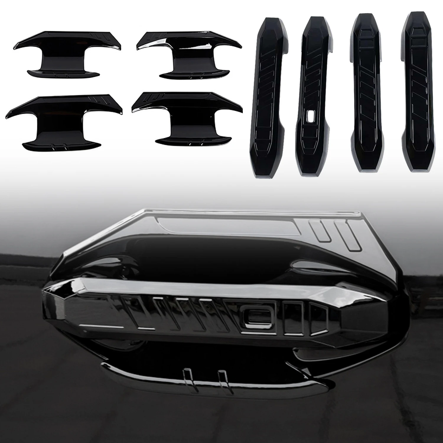 

Для Chery Jetour T2 Traveller 2023 2024 2025 Автомобильные внешние боковые дверные ручки, накладка на чашу, набор аксессуаров из АБС-пластика, 8 шт., черный