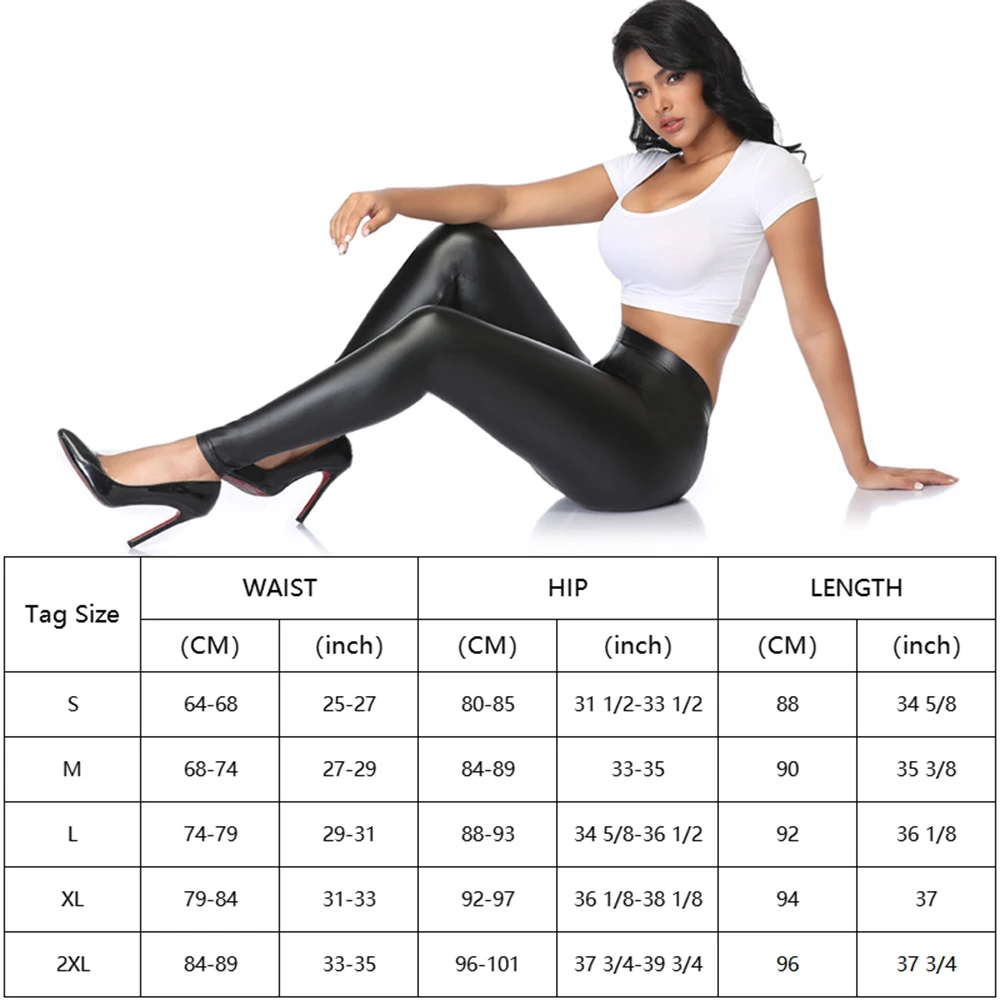 Faux Leather Leggings for Women High Waist Butt Push Up PU Leather Pants Stretch Skinny Tights Elastic Shaping Hip Yoga Pant