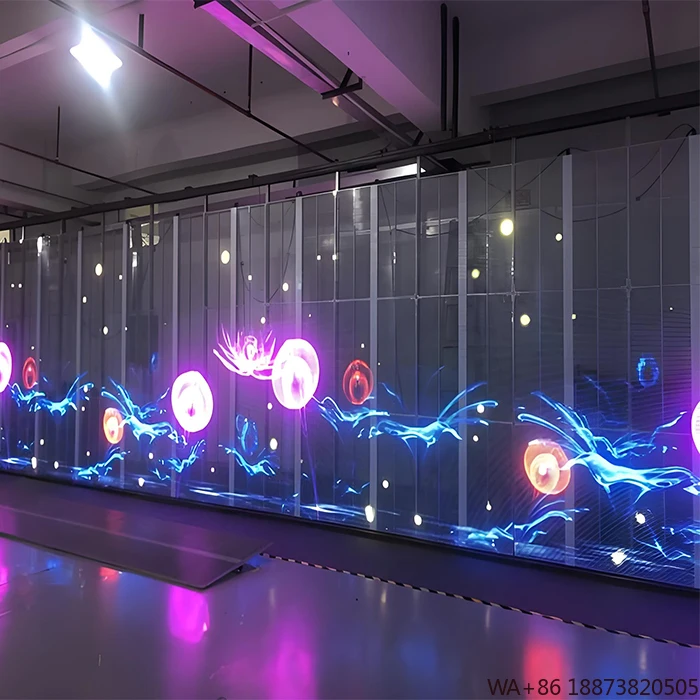LEDディスプレイ商業用ウィンドウマーケティング広告透明スクリーンガラス壁P3.91 1000mm*1000mm