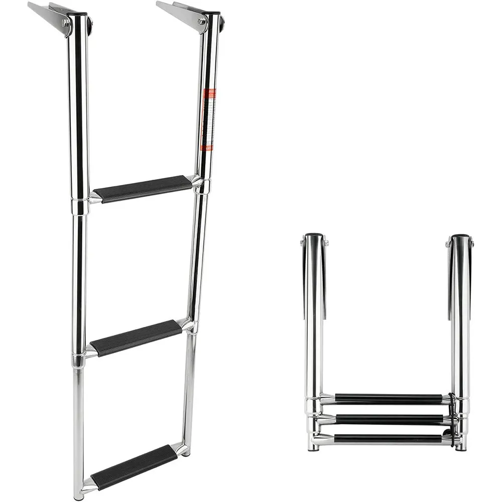 

Stainless Steel 316/304 Folding Boat Ladder 3 Steps Portable Swim Ladder Telescoping Stepladder With 250mm Width For Marine