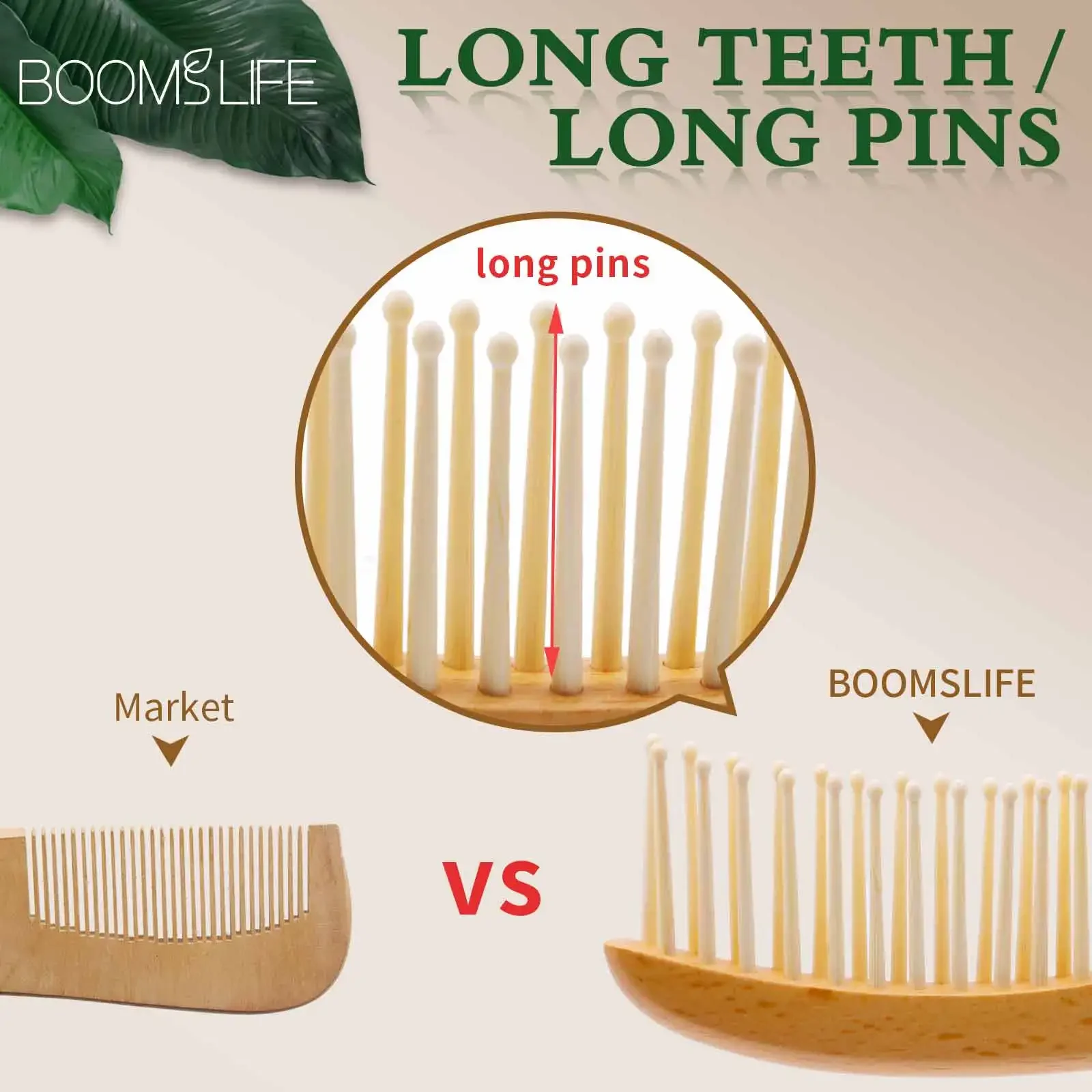 Wood Comb Wide Tooth Wet Hair Combs Anti-Static Styling Comb for Long Hair Head Acupuncture Point Massage Gift for Women