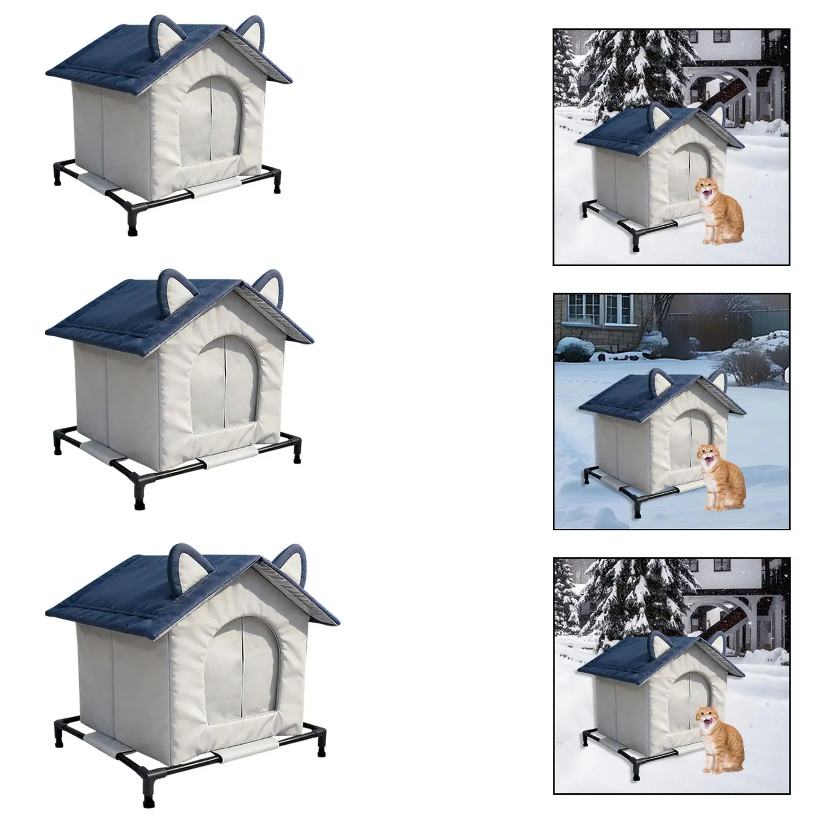 Stray Cat Shelter Outdoor Insulated Cat House Rainproof Durable Pet Supplies Windproof Curtain for Feral Cats Winter Habitat