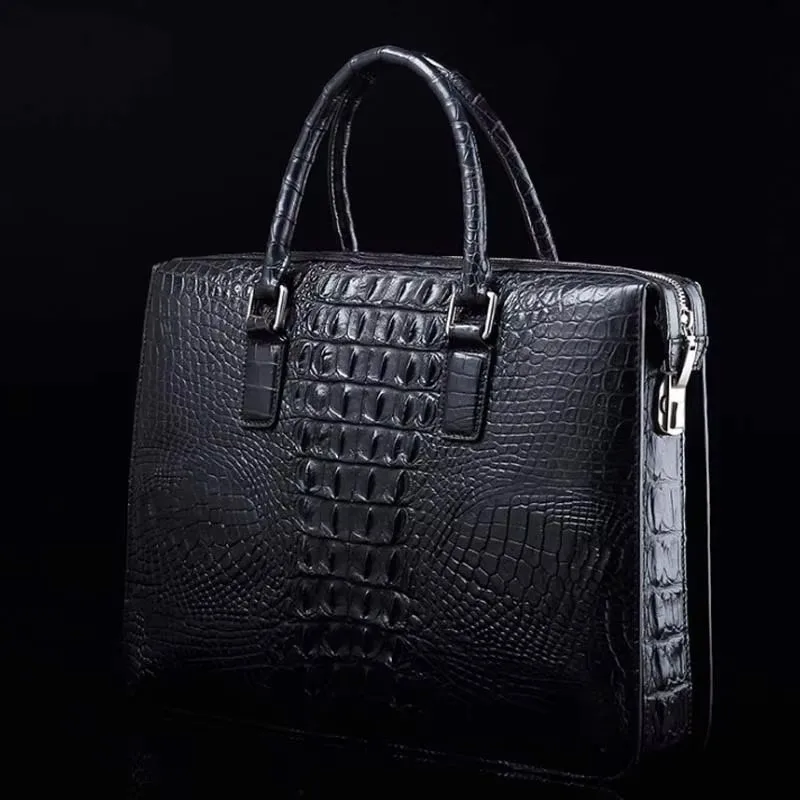 ourui new style bag man briefcase  black  Men handbag men crocodile bag