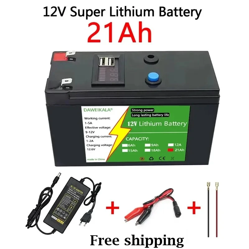 

12V lithium Battery 30Ah 18650 Rechargeable battery pack for solar energy electric vehicle LED lights battery 12.6v 3A charger