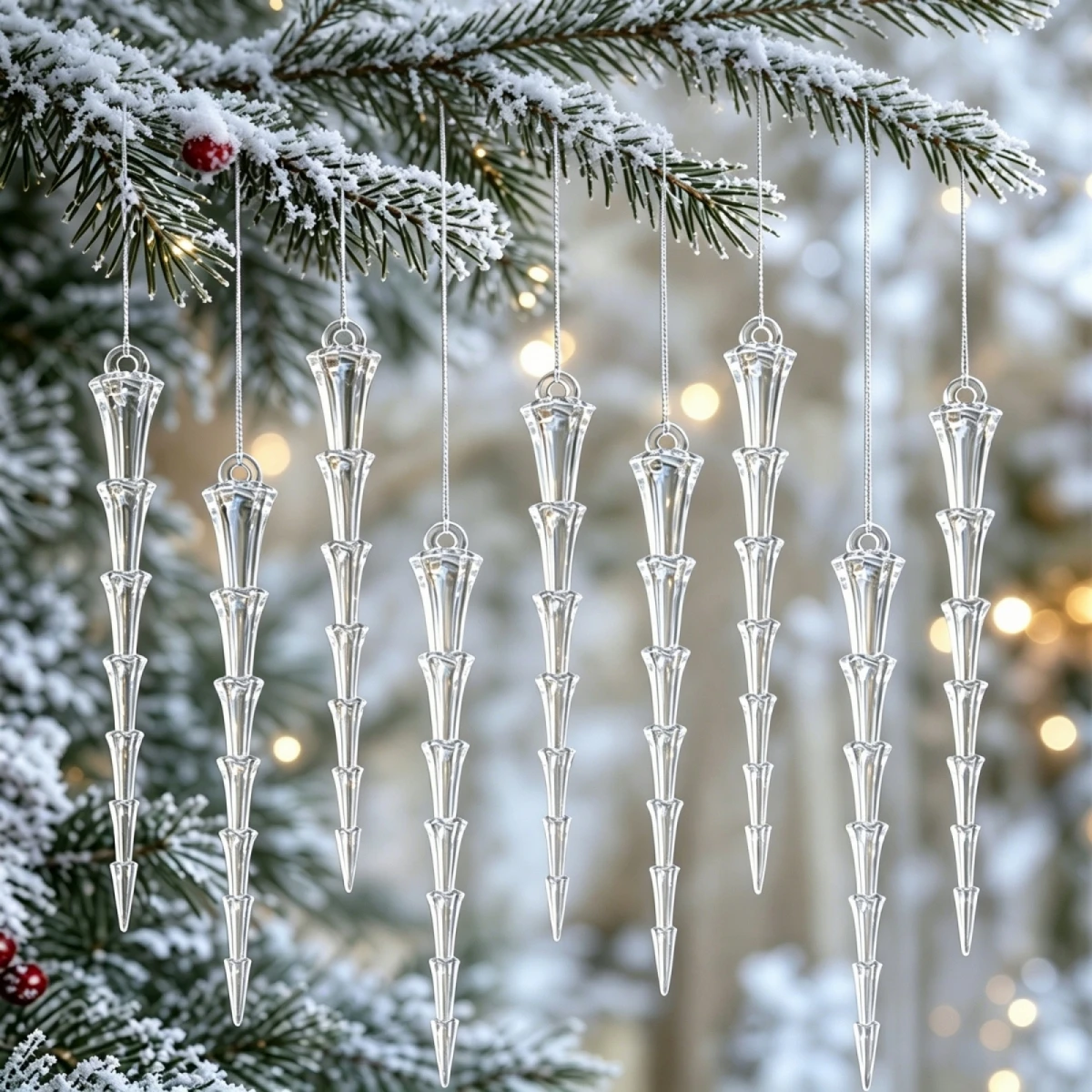 12 Pcs Christmas Tree Decor Icicle Hanging Ornaments for Party Supplies
