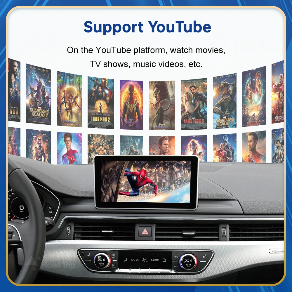 Road Top Nirkabel Android Auto untuk Mobil Audi A4 A5 2016-2019 Antarmuka Carplay Mirror Link Air Play