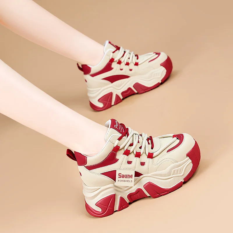 

Winter new comfortable height increasing small women's shoes casual college style dad shoes with plush