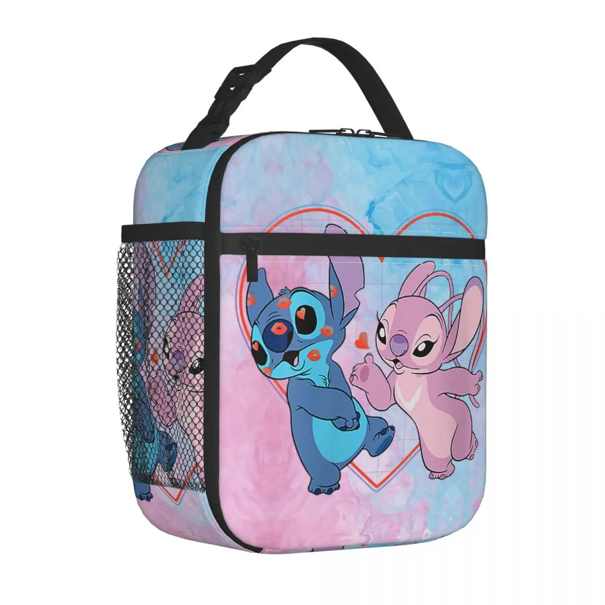 Custom Stitch Lilo Angel Heart Kisses Lunch Bag Thermal Cooler Insulated Lunch Box Work Office Picnic Food Tote Bags portatili