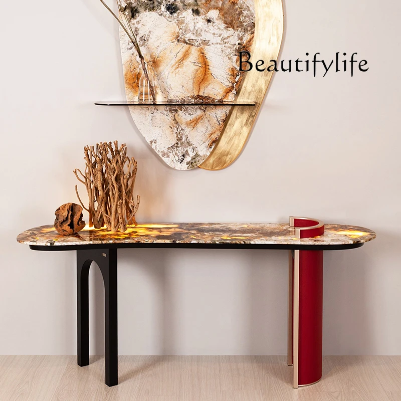 Italian Light Luxury Home Console Marble Side View Decoration a Long Narrow Table Window Art Console Tables