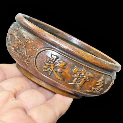 Ancient Gilded Copper Dragon and Phoenix Auspicious Gathering Treasure Pot Decoration Twelve Zodiac Stoves, Home Copper Incense